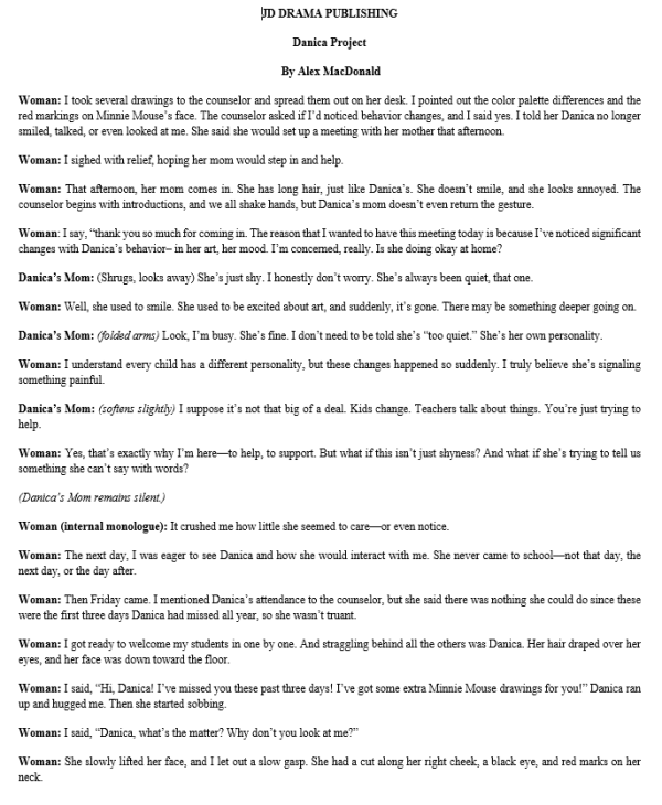 The Danica Project by Alex MacDonald (10-12 Cut as needed, 1F) Dramatic 8.00